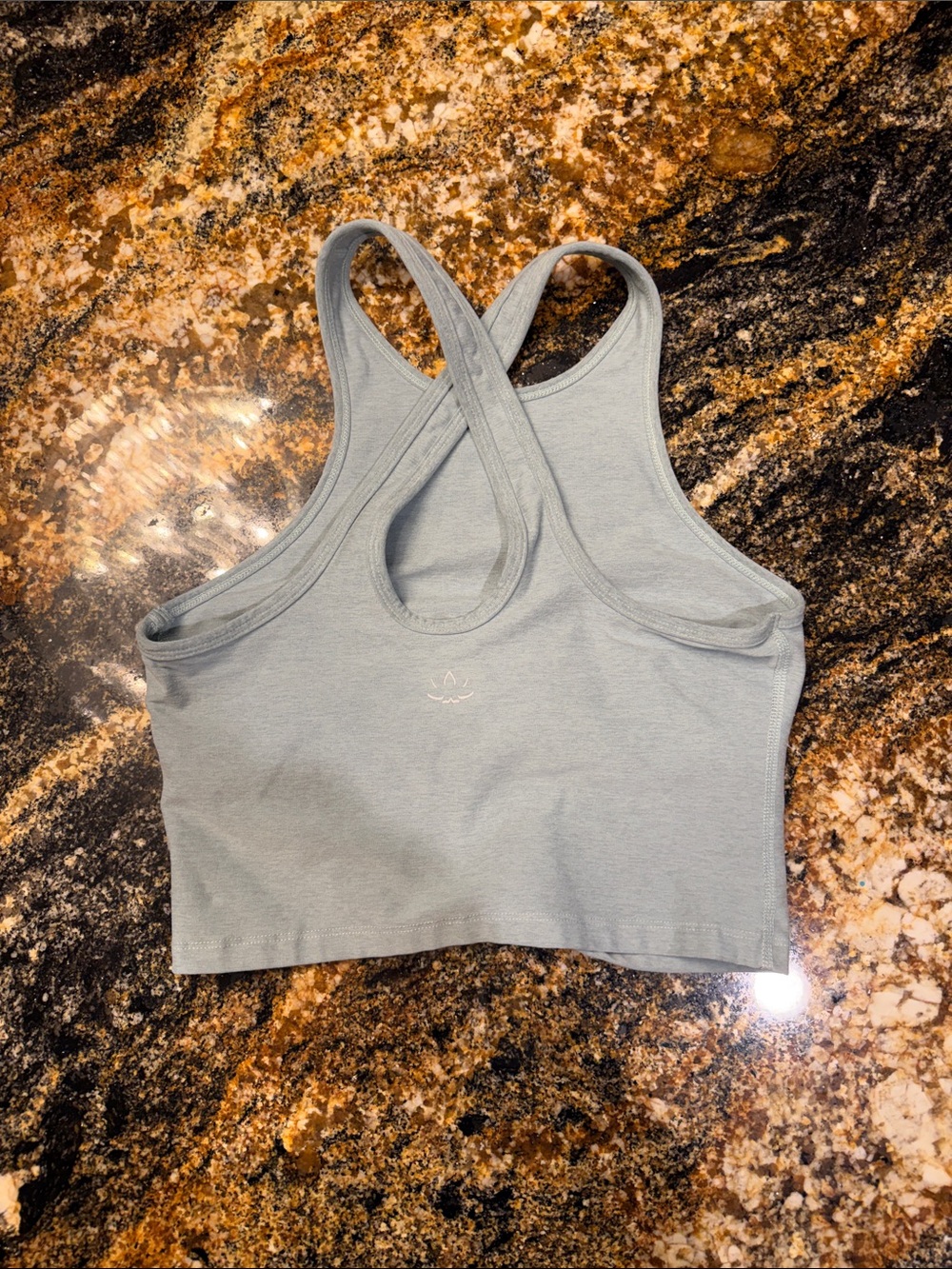 Beyond yoga Light Blue Women's Racerback Crop Tank Top built in bra